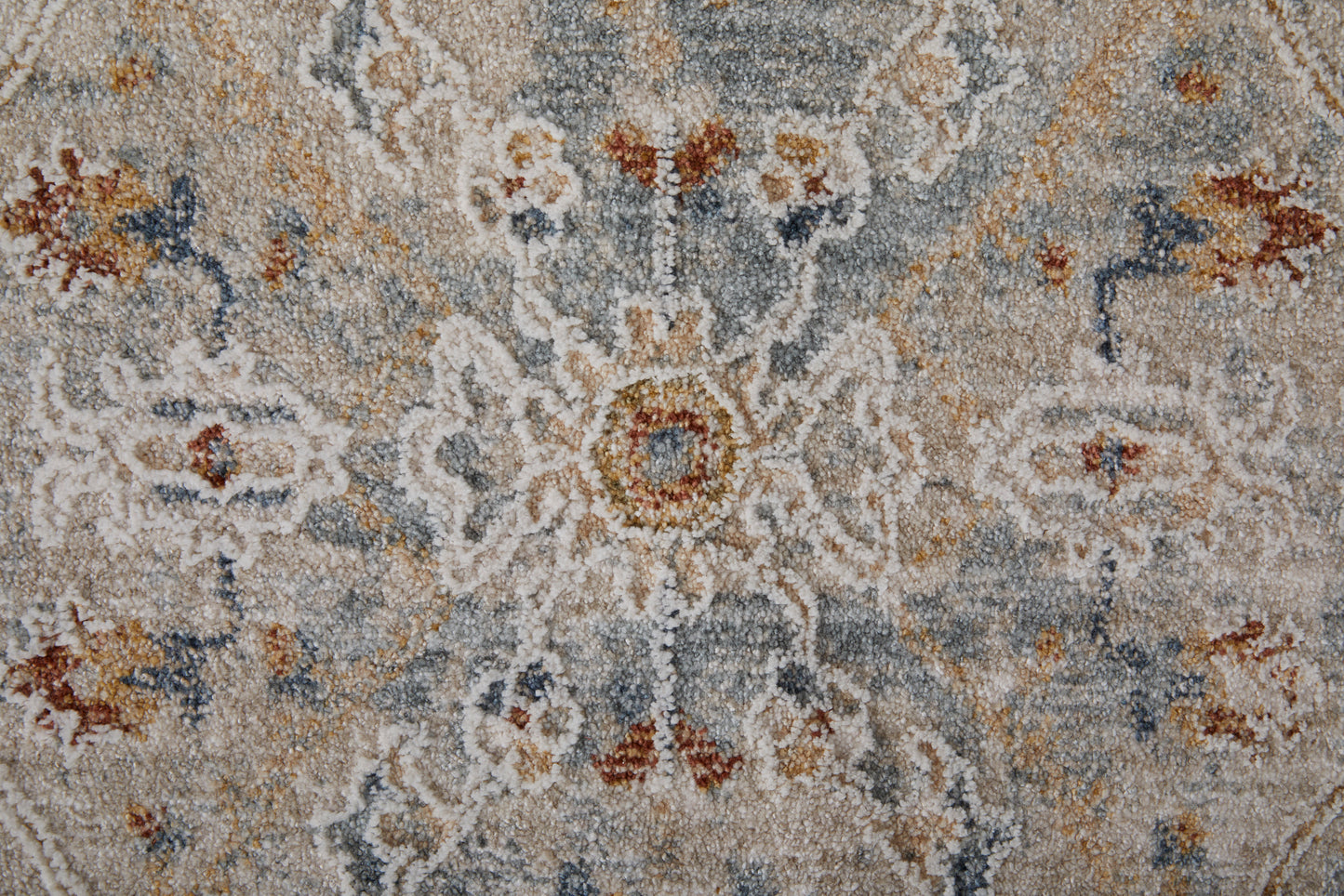 Pasha Transitional Distressed, Ivory/Blue/Tan