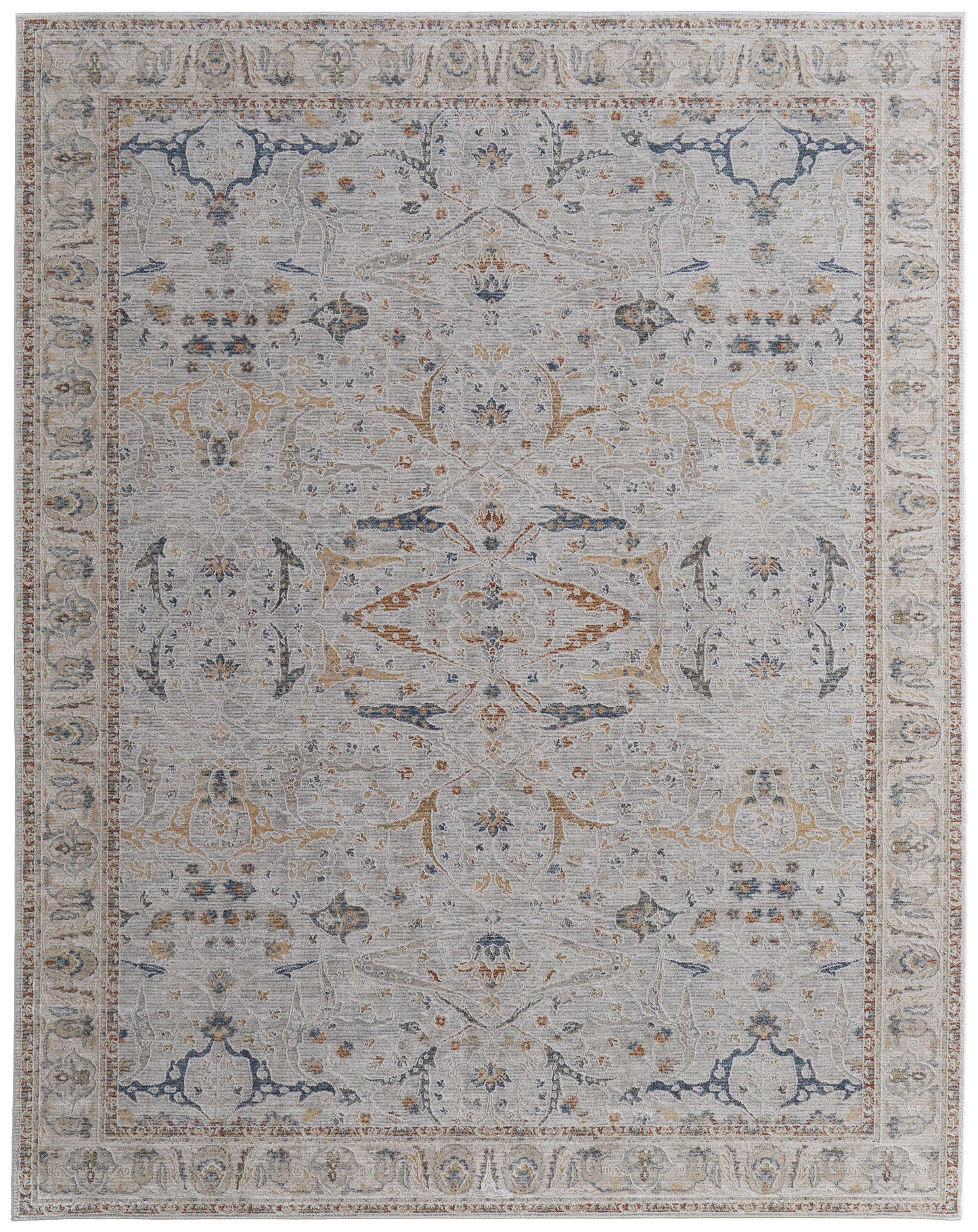 Pasha Transitional Ikat, Ivory/Blue/Taupe