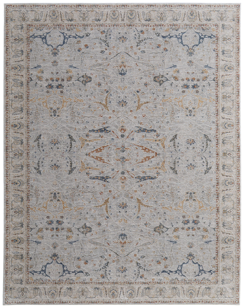 Pasha Transitional Ikat, Ivory/Blue/Taupe