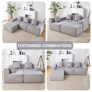 L - Shape Modern Minimalist Modular Sectional Sofa, Upholstered Cloud Couch With Deep Seats