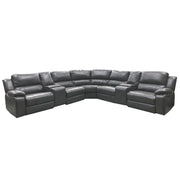 Modern 7-Piece Power Reclining Sectional Sofa in Black with Premium Faux Leather, 3 Adjustable Recliners, USB Ports & Cup Holders, Oversized Seating for Living Room