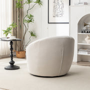 Winnie Modern Teddy Fabric Barrel Chair, 360° Swivel, Beige