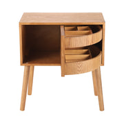 Rotating Hidden Compartment Nightstands, Mid Century Modern Concealment Furniture, Rattan Bed Side Table, Compartment End Table with Wood Legs, Bedside Tables for Bedroom, Living Room, Dorm, Natural