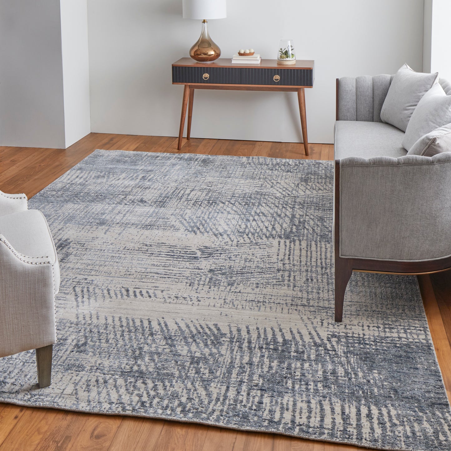 Eastfield Modern Abstract, Blue/Ivory/Gray