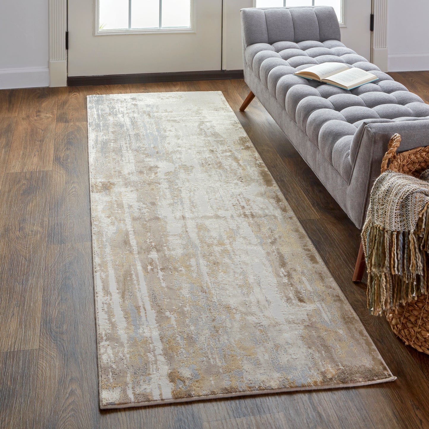 Parker Transitional Abstract, Tan/Ivory/Gray