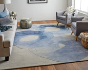 Anya Transitional Abstract, Blue/Ivory