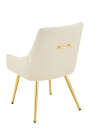 Leather Upholstered Modern Dining Chair with Diamond Tufted Button Back - Dining Room Negotiation Room Cafe Office Accent Chair (Off White, Set of 2)