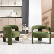 Accent Chair for Living Room, Velvet Comfy Single Sofa Chair Mid-Century Modern Armchair Wooden Legs for Bedroom Office Reading