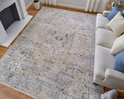 Pasha Transitional Medallion, Ivory/Taupe/Blue