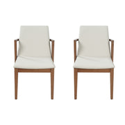 5-Piece Indoor Dining Set with Oval MDF Table and Beige PU Arm Chairs in Walnut Brown Finish