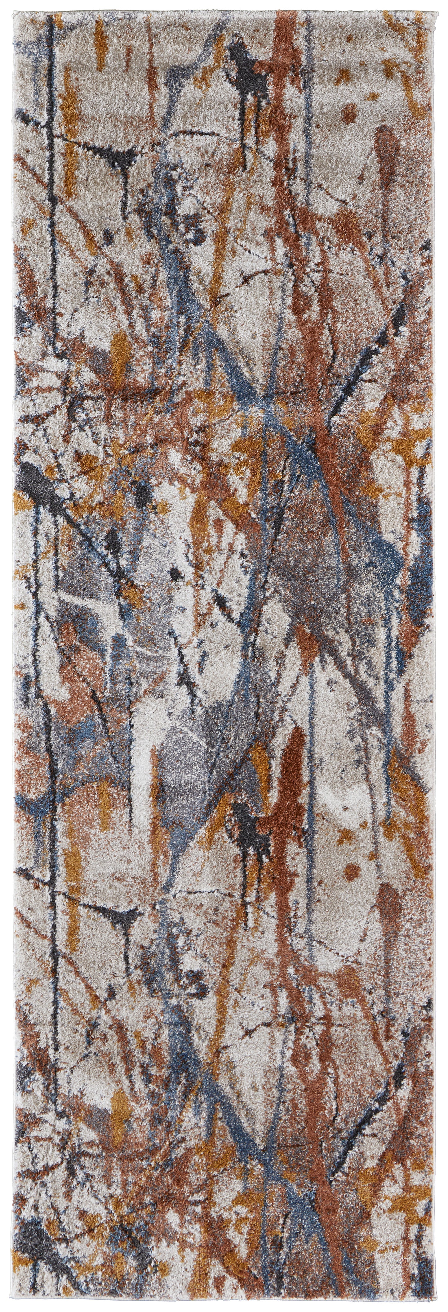 Gilmore Modern Watercolor, Blue/Orange/Gray