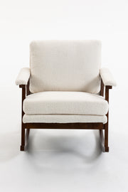 Mid Century Modern Accent Chair ,rocking chair with Wood Frame, Upholstered Living Room Chairs , Reading Armchair for Bedroom Sunroom