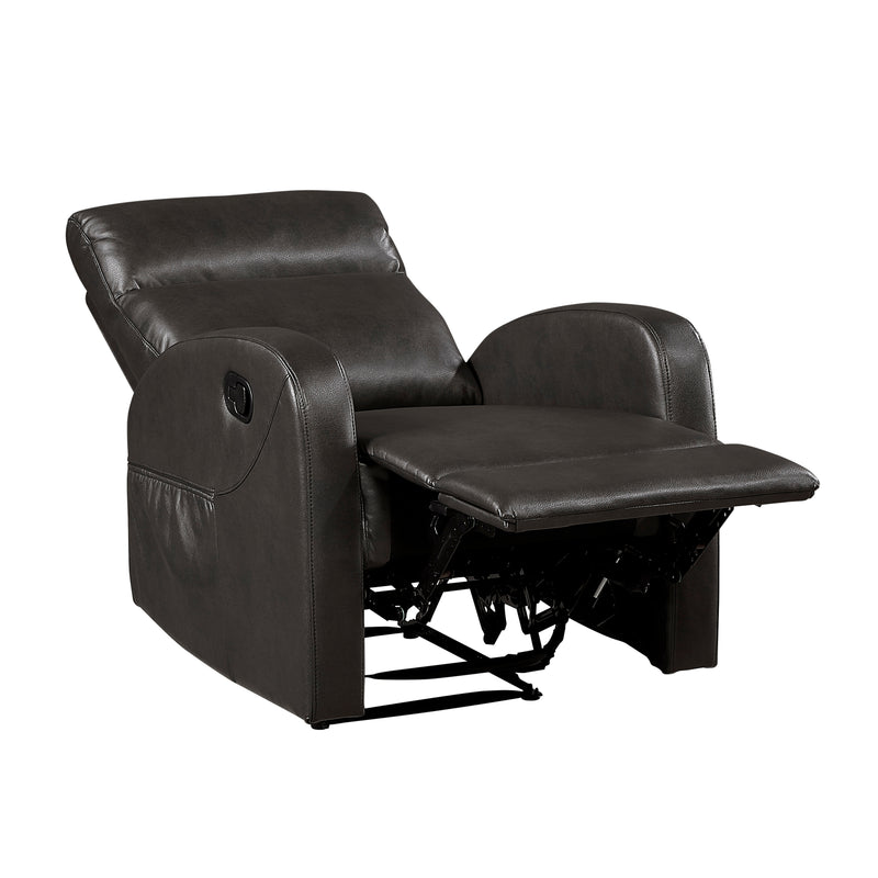 Reclining Sofa Set 3pcs Espresso Faux Leather Sofa Loveseat Chair Side Pockets Plush Foam Comfort Modern Wall-Hugger Design Living Room Furniture