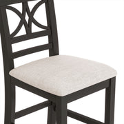 TOPMAX 6-Piece Wood Counter Height Dining Table Set with Storage Shelf, Kitchen Table Set with Bench and 4 Chairs,Rustic Style,Espresso+Beige Cushion (old sku: N717S000257AAP)