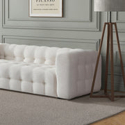 Eden Modern Tufted Chesterfield Boucle Fabric Sofa in Cream, Luxurious Living Room Furniture 33'H x 86.6'W x 37.4'D