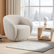 Swivel Accent Chair, Boucle Fabric Upholstered Barrel Chair, Single Sofa Single Armchair for Living Room
