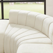 Modern Semi-Curved Modular Sectional Sofa, Vertical Stitched Chenille Soft Couch with Movable Adjustable Ottoman, Rounded Edge Wear-resistant All Season Comfort Floor Sofa for Indoor Use-Beige