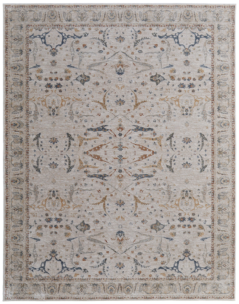 Pasha Transitional Ikat, Ivory/Blue/Red