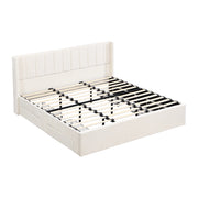Large-capacity upholstered storage bed with drawers,Beige,King