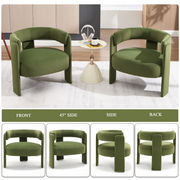Accent Chair for Living Room, Velvet Comfy Single Sofa Chair Mid-Century Modern Armchair Wooden Legs for Bedroom Office Reading