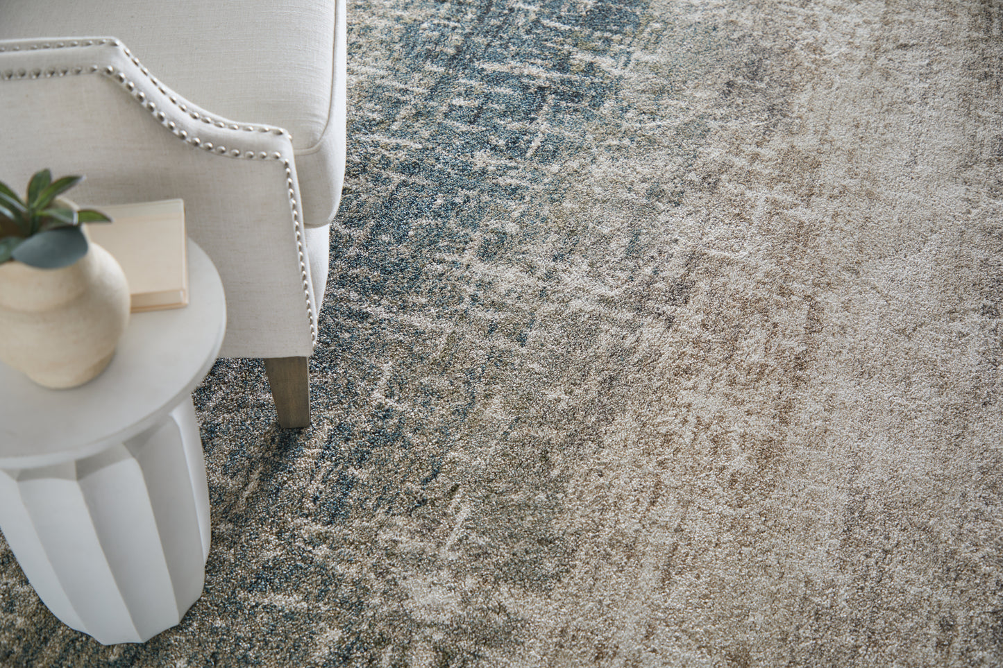 Richmond Modern Abstract, Ivory/Blue/Green