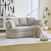 73.82' Wide Curved Sofa, Modern Luxury Plush Chenille Extra-Deep Seat, 5 Removable Cushions, Suitable For Small Spaces, Living Rooms, Bedrooms,Taupe