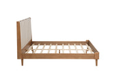 Queen Size Wood Bed with Piano Key Style Upholstered Headboard , Wood Bed with Strengthened Bed Frame ,Wheat (old sku:W504S00257)