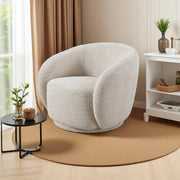 Swivel Accent Chair, Boucle Fabric Upholstered Barrel Chair, Single Sofa Single Armchair for Living Room
