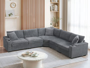 Convertible L Shaped Sectional Corner Couch With Armrest Storage Cup Holders USB Charger, Irregular Corner Oversized Comfy Modular Sofa