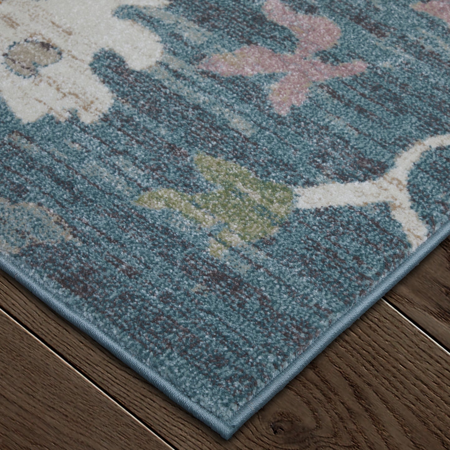 Dartmouth Transitional Abstract, Blue/Ivory/Pink