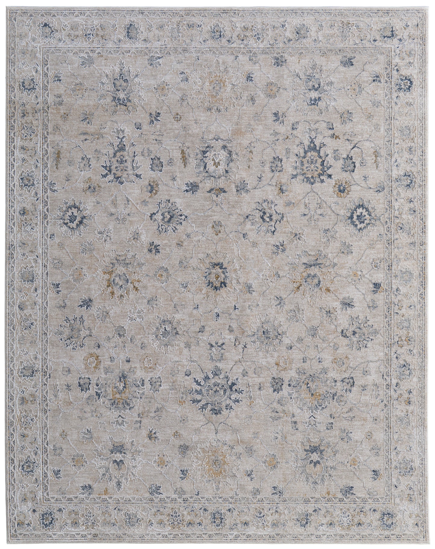 Pasha Transitional Floral & Botanical, Ivory/Taupe/Blue