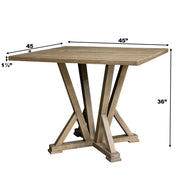 5 Pieces Set Counter Table Set Square Counter Table Solid Wood Modern Farmhouse Rustic Look Distressed Look - Grayish Brown