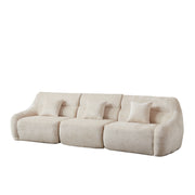 Modern Luxury Curved Corner Sectional Sofa, Chenille Modular Cloud Sofa, Beige, High-Back Oversized Four-Seater, No Assembly Required