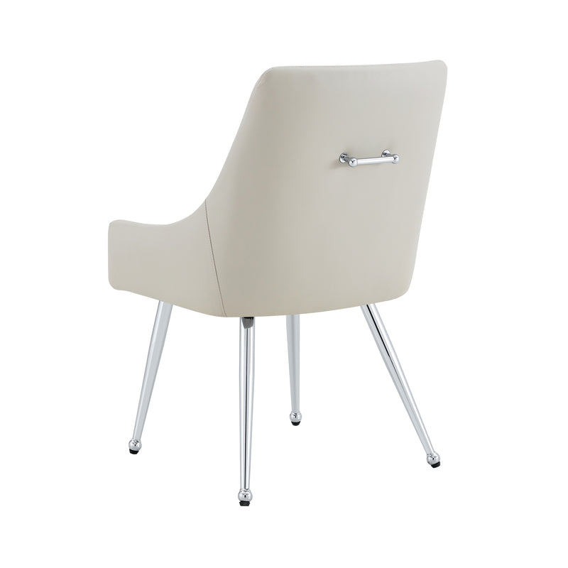 Leather Upholstered Modern Dining Chair with Diamond Tufted Button Back - Dining Room Negotiation Room Cafe Office Accent Chair (Light Gray, Set of 2)