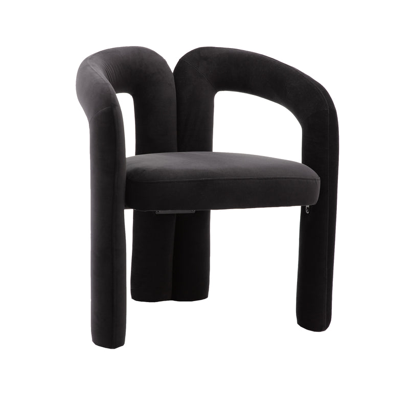 Contemporary Designed Velvet Fabric Upholstered Accent/Dining Chair /Barrel Side Chairs Kitchen Armchair for Living Room set of 2 (Black Velvet)