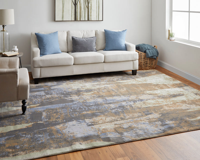 Clio Modern Abstract, Brown/Blue/Ivory