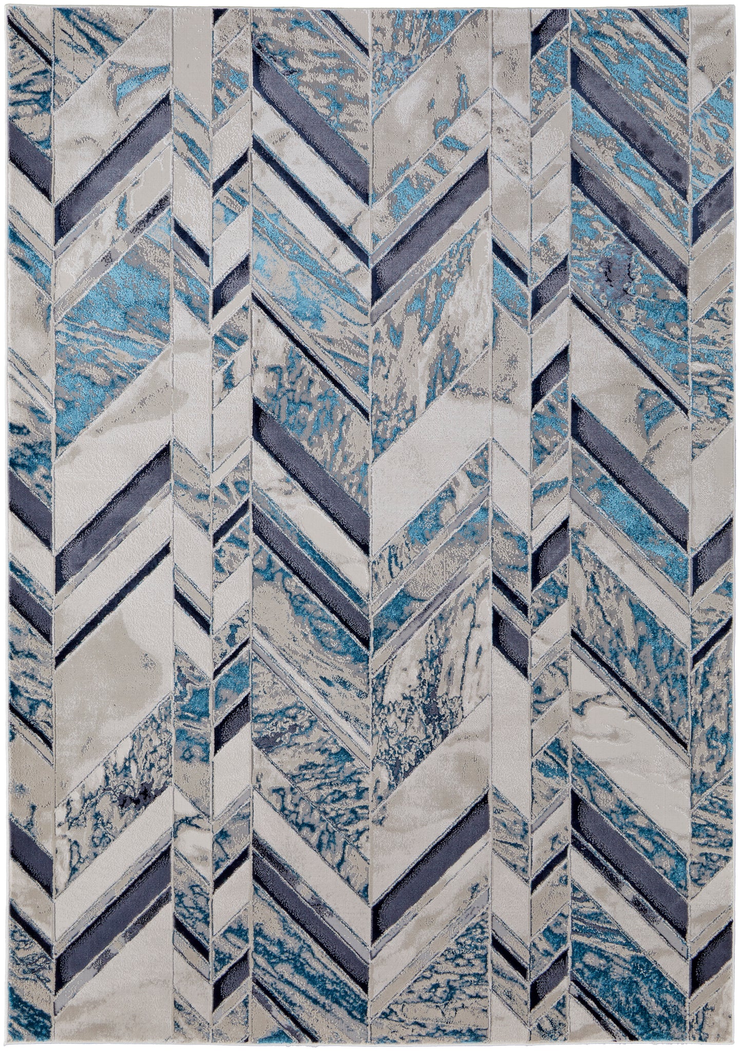 Indio Modern Herringbone, Ivory/Blue/Gray