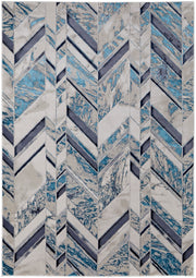 Indio Modern Herringbone, Ivory/Blue/Gray
