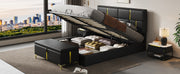 2-Pieces Bedroom Sets,Queen Size Upholstered Platform Bed with Hydraulic Storage System,Storage Ottoman with Metal Legs,Black(Old SKU:N733S207778B)