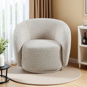 Swivel Accent Chair, Boucle Fabric Upholstered Barrel Chair, Single Sofa Single Armchair for Living Room
