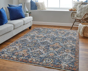 Kaia Transitional Floral & Botanical, Blue/Orange/Ivory