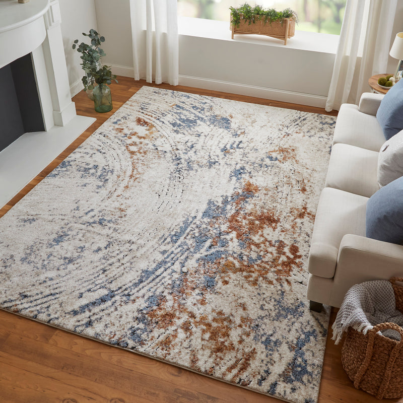 Gilmore Modern Abstract, Ivory/Blue/Orange