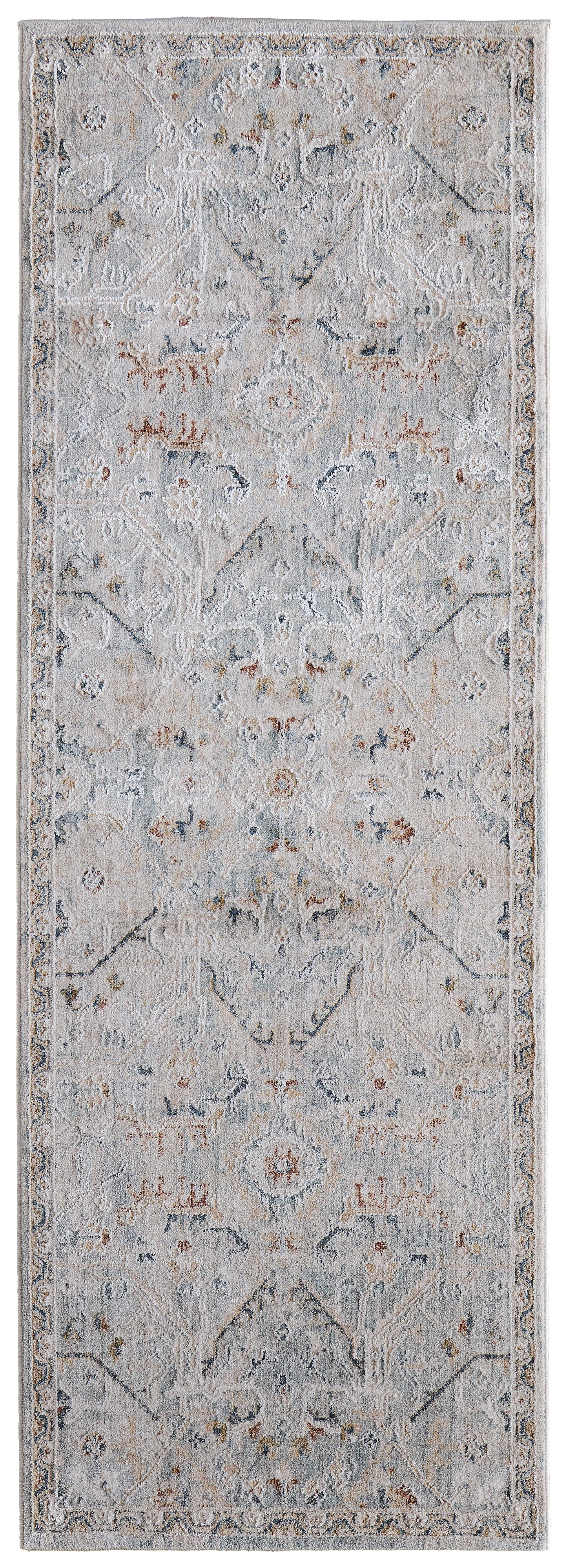 Pasha Transitional Distressed, Ivory/Blue/Tan