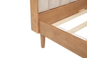 Queen Size Wood Bed with Piano Key Style Upholstered Headboard , Wood Bed with Strengthened Bed Frame ,Wheat (old sku:W504S00257)