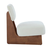[Set of 2] Modern Beige Lounge Chair with Polyester Upholstery, Sturdy Wood Base With Walnut Finish, Minimalist and Stylish Accent Seating for Living Room, Bedroom, or Office