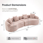 LY-025 Modular Sleeper Sectional Sofa, 4-Seater with Wood Grain Chenille Fabric, Warm Beige Convertible Sofa Bed, 30D High-Density Sponge Couch for Apartment & Living Room