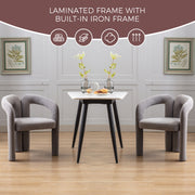 Contemporary Designed Velvet Fabric Upholstered Accent/Dining Chair /Barrel Side Chairs Kitchen Armchair for Living Room set of 2 (Gray Velvet)