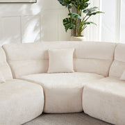 Modern Luxury Curved Corner Sectional Sofa, Chenille Modular Cloud Sofa, Beige, High-Back Oversized Four-Seater, No Assembly Required