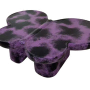Modern Coffee Table Faux Travertine Textured for Livingroom/Office,Purple + Black