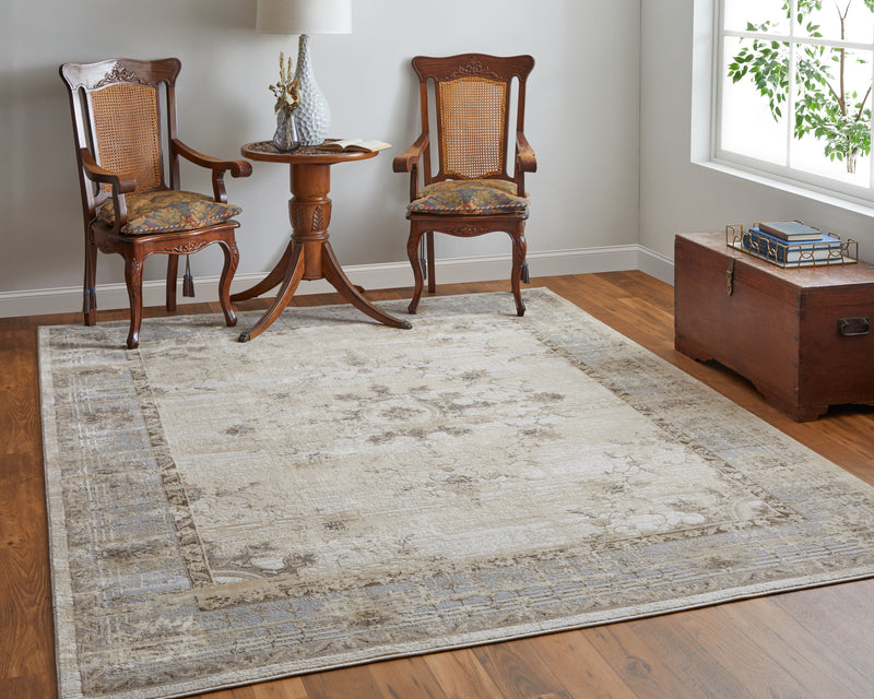 Celene Traditional Bordered, Tan/Brown/Gray
